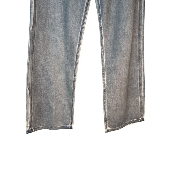 ZARA Size 2 High-Waisted Wide-Leg Jeans Blue Denim White Contrast - Picture 9 of 16